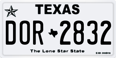 TX license plate DOR2832