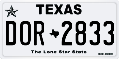TX license plate DOR2833