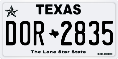 TX license plate DOR2835