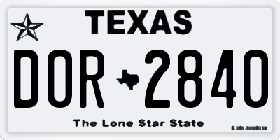 TX license plate DOR2840