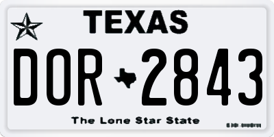 TX license plate DOR2843