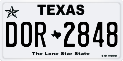 TX license plate DOR2848