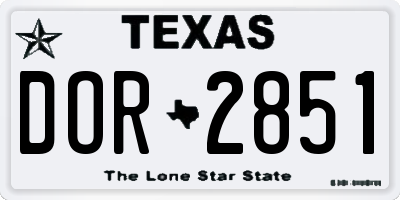 TX license plate DOR2851