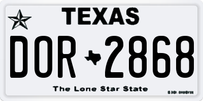 TX license plate DOR2868