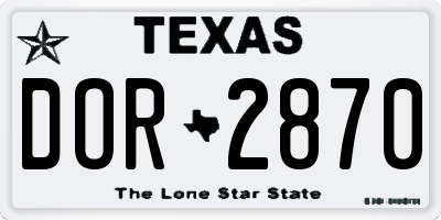 TX license plate DOR2870