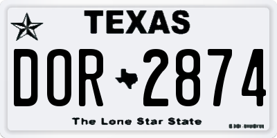 TX license plate DOR2874
