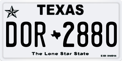 TX license plate DOR2880