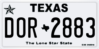 TX license plate DOR2883