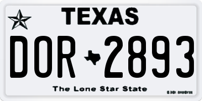 TX license plate DOR2893