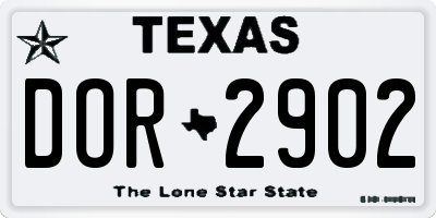 TX license plate DOR2902