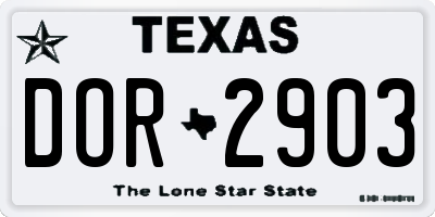 TX license plate DOR2903
