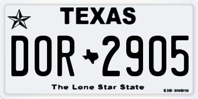 TX license plate DOR2905