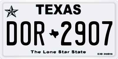 TX license plate DOR2907