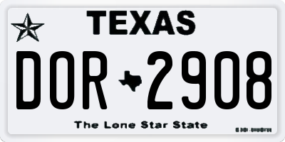 TX license plate DOR2908
