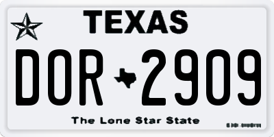 TX license plate DOR2909