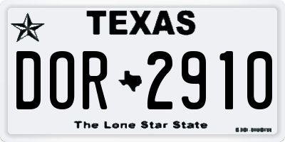 TX license plate DOR2910