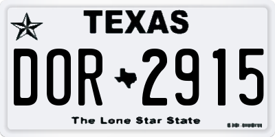 TX license plate DOR2915