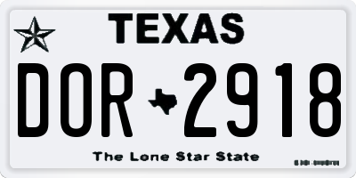 TX license plate DOR2918
