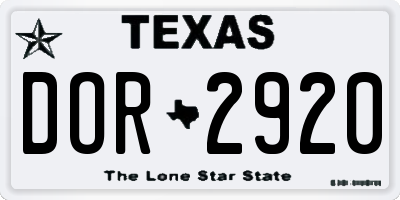 TX license plate DOR2920
