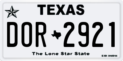 TX license plate DOR2921