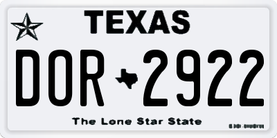 TX license plate DOR2922