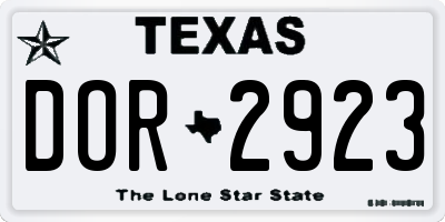TX license plate DOR2923
