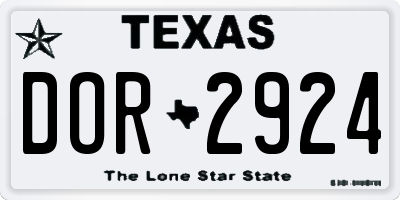 TX license plate DOR2924
