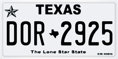 TX license plate DOR2925