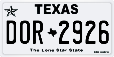 TX license plate DOR2926