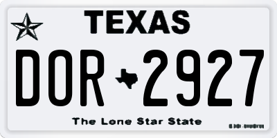 TX license plate DOR2927