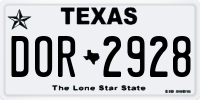 TX license plate DOR2928
