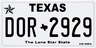 TX license plate DOR2929