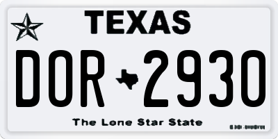 TX license plate DOR2930