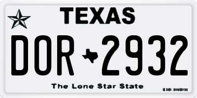 TX license plate DOR2932