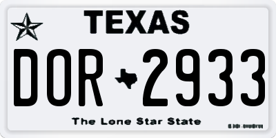 TX license plate DOR2933