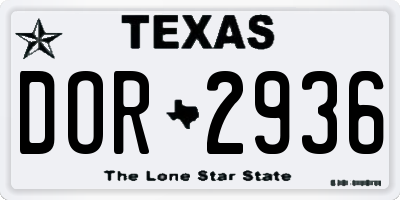 TX license plate DOR2936