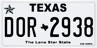 TX license plate DOR2938