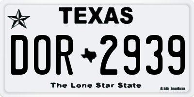TX license plate DOR2939