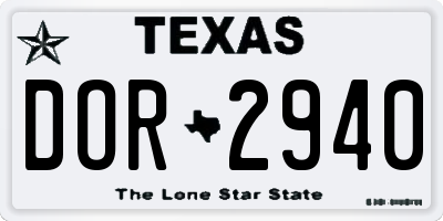 TX license plate DOR2940