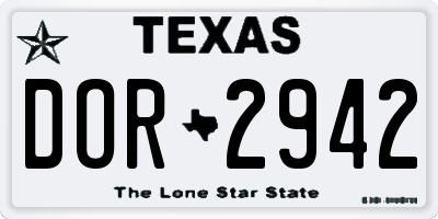 TX license plate DOR2942
