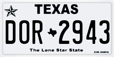 TX license plate DOR2943