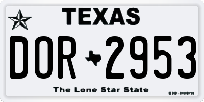 TX license plate DOR2953