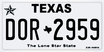 TX license plate DOR2959