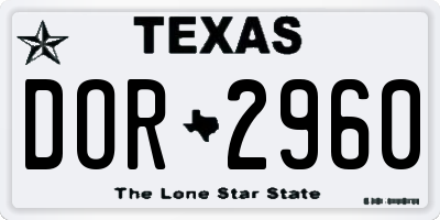 TX license plate DOR2960