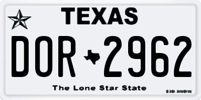 TX license plate DOR2962