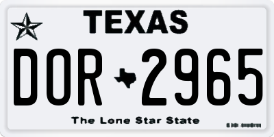 TX license plate DOR2965