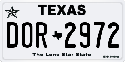 TX license plate DOR2972