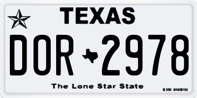 TX license plate DOR2978