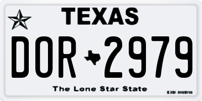 TX license plate DOR2979