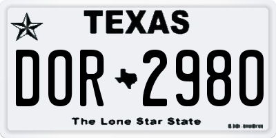 TX license plate DOR2980